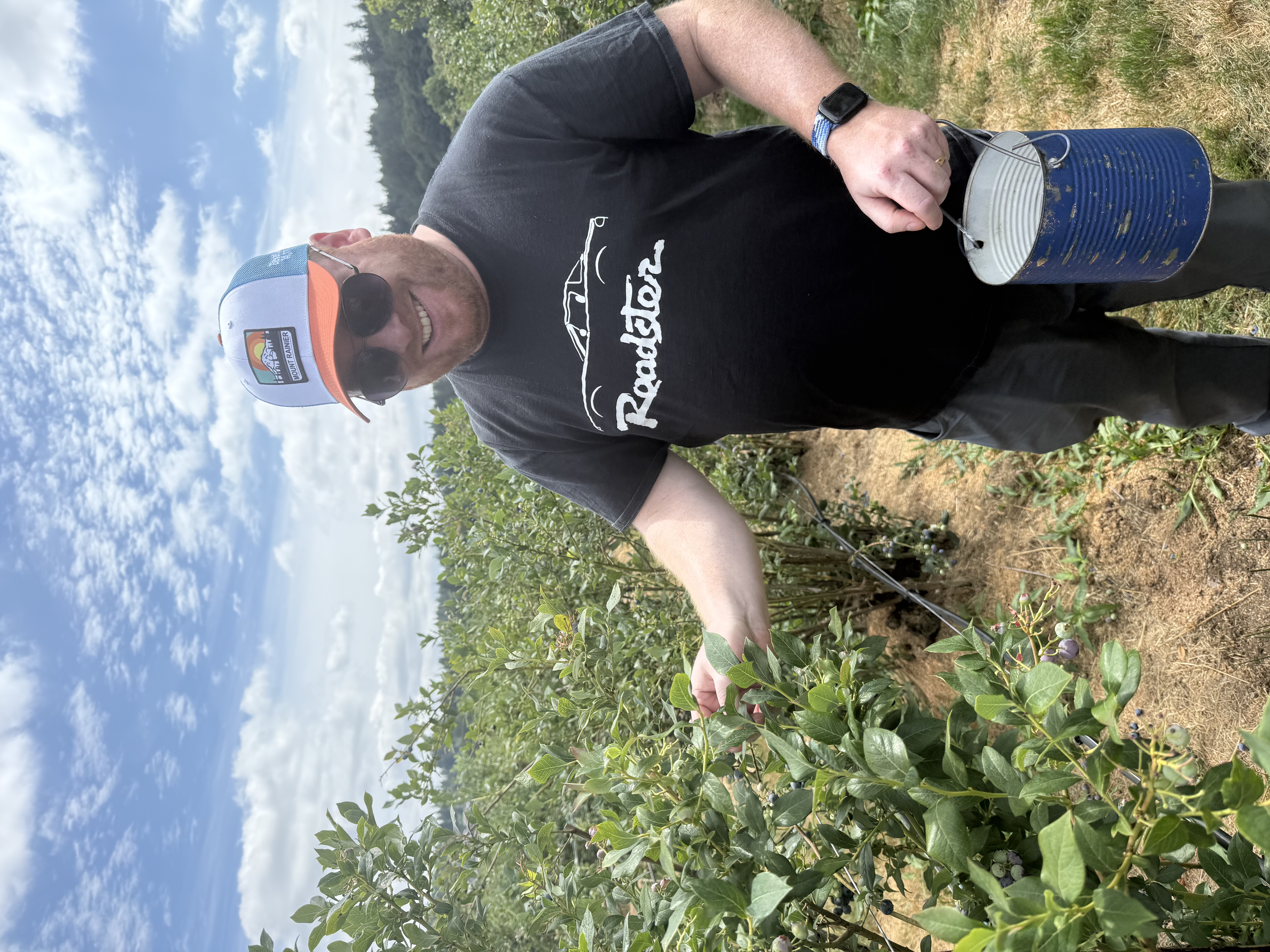 Chris picking blueberries 