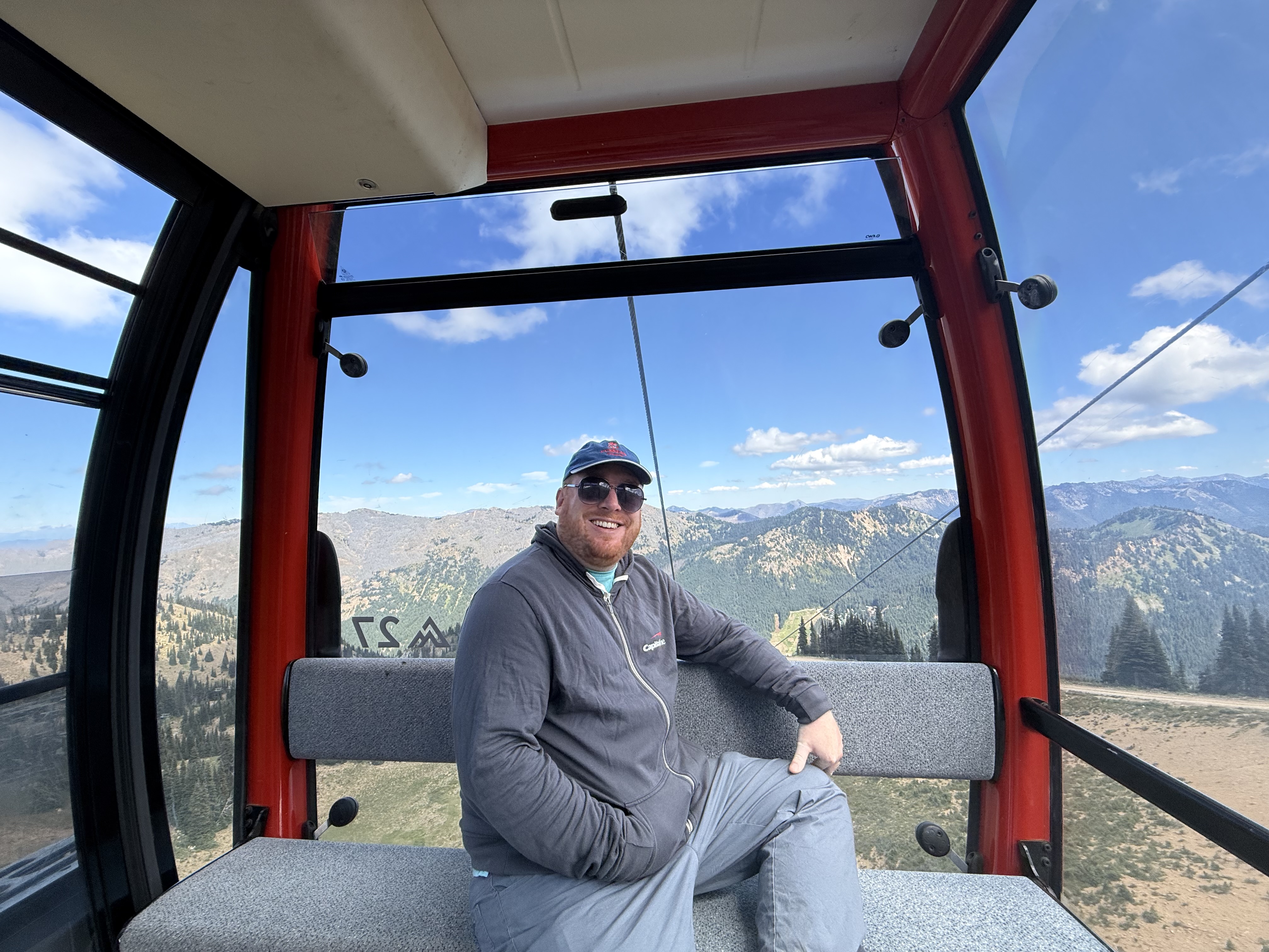 Riding the gondola 